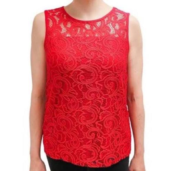 Adrianna Papell Tops - Adrianna Papell Lace Jersey Knit Top